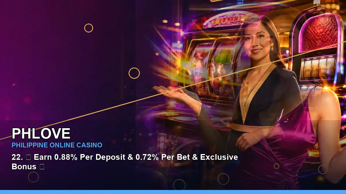 PHLOVE VIP casino rewards guide with an adult Filipina casino host in a right-aligned composition